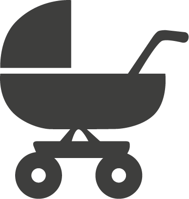 Graphic of a baby carriage to signify birth