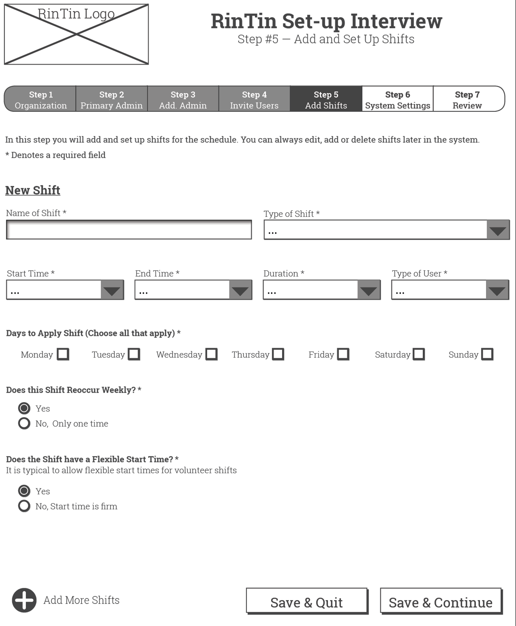 Digital task flow for the Admin Task Add a User to a Shift