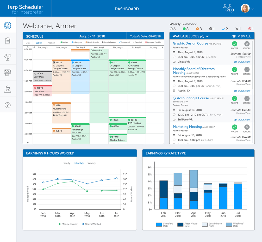 Terp Scheduler UI - Interpreter Dashboard