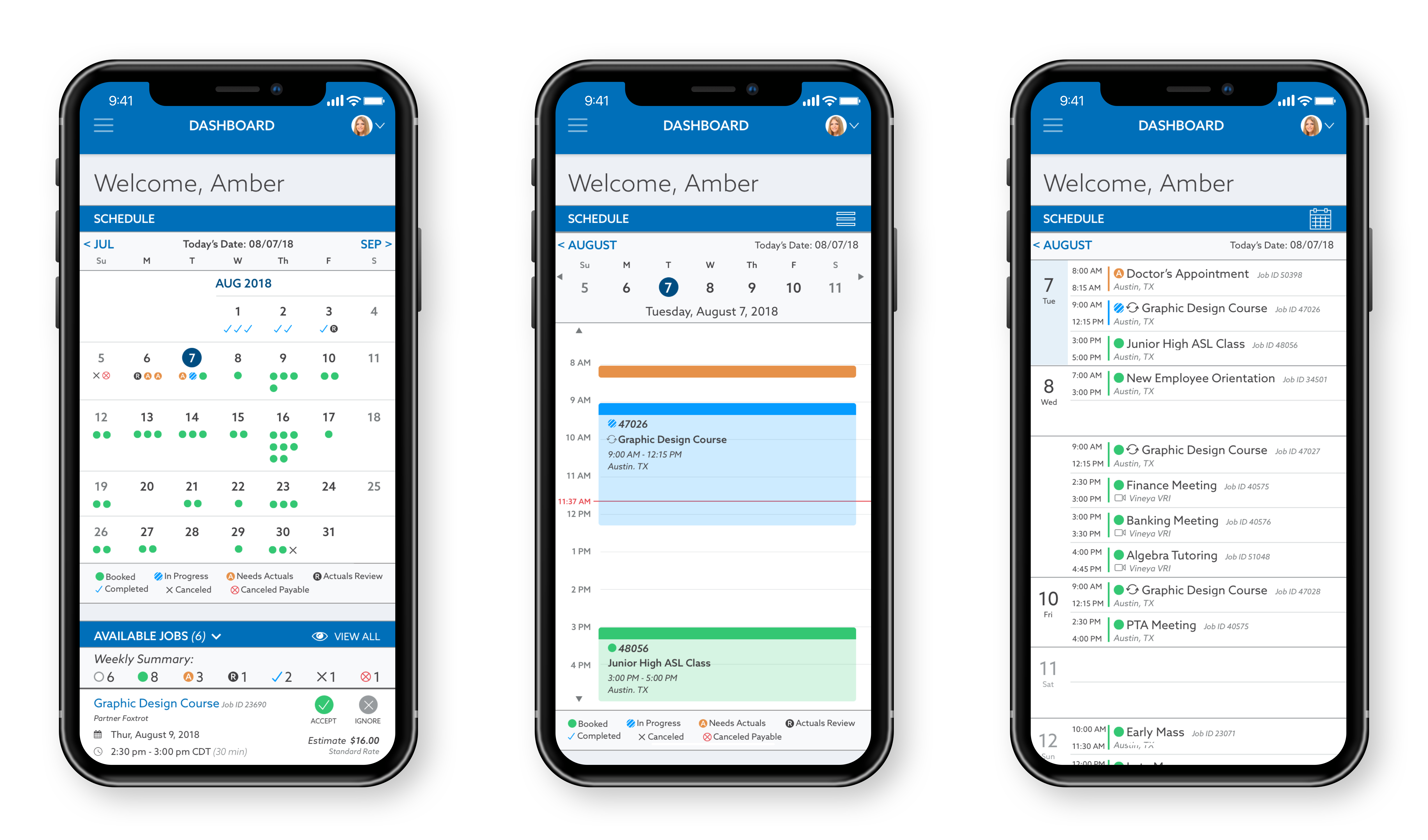 Terp Scheduler UI - Interpreter Dashboard Calendar View on Mobile