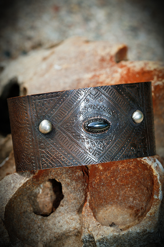 Patinated Copper and Hematite Bracelet