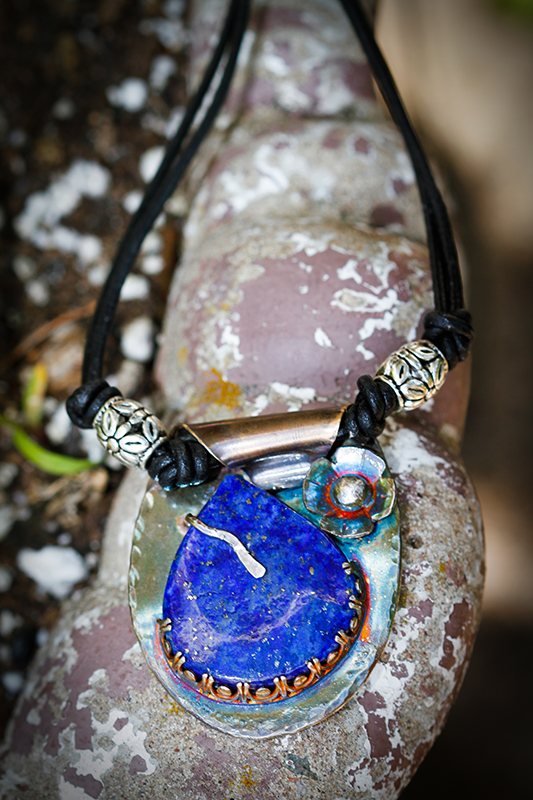 Vintage Spoon and Lapis Lazuli Necklace