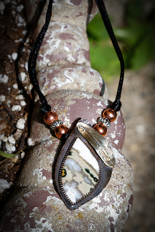 White and Tan Ocean Jasper Necklace