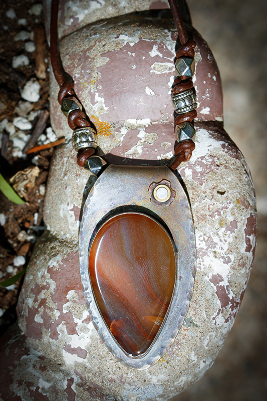 Vintage Spoon and Agate Necklace