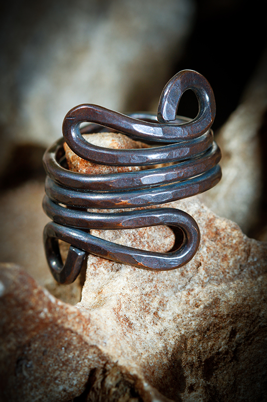 Sculpted Patinated Copper Ring